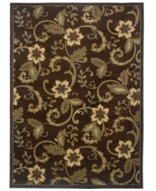 An organic swirl of florals are captured in deep, natural tones -- woodland browns and mossy greens -- on this dramatic area rug from Sphinx. Made from polypropylene for superb, stain-resistant durability, it's the ideal design for high-traffic areas.