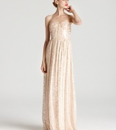 A subtle metallic print feels delicate on a soft, strapless dress from ERIN Erin Fetherson.