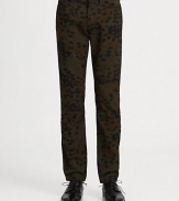 A modern, innovative approach to military style, this classic five-pocket silhouette takes a next level approach to the traditional camo print; Crafted from printed cotton, this pant style exudes a downtown style and attitude, set in a uniform fit for a sleek, streamlined look.Five-pocket styleZip flyInseam, about 34CottonMachine washImported