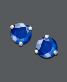 Add bright drops of color to freshen your look. Stud earrings feature round-cut sapphires (1-1/10 ct. t.w.) set in 14k white gold posts. Approximate diameter: 1/5 inch.