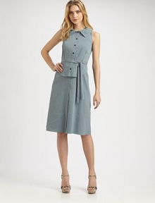 Perfect for every day, this linen shirtdress has the right amount of stretch to ensure an exceptional, relaxed-yet-flattering fit.Collar neckSleevelessPrincess seamsButton frontSelf-tie beltBack yokeAbout 27 from natural waist70% linen/27% viscose/3% elastaneDry cleanImported Model shown is 5'10½ (179cm) wearing US size 4. OUR FIT MODEL RECOMMENDS ordering true size. 