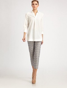 Crisp cotton with a hint of stretch, tailored in a cropped, flat front silhouette.Flat frontCropped legVented cuffsConcealed side zipInseam, about 2590% cotton/8% polyester/2% spandexDry cleanMade in Italy of imported fabric Model shown is 5'11 (180cm) wearing US size 4. 