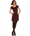 A little bit sultry and a little bit sweet, a back cutout adds eye-catching appeal to this dotted Kensie dress!