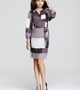 A geometric print in muted hues lends understated chic to Max & Cleo's versatile, printed dress.