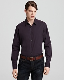 Solidify your wardrobe with an essential button-down shirt from Theory, constructed with stretch for a modern, trim fit, perfect in and outside the office.