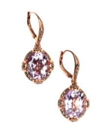 A lovely lavender hue. Judith Jack's elegant drop earrings highlight amethyst gemstones (6-1/8 ct. t.w.) against a backdrop of glittering marcasite. Crafted in rose gold over sterling silver. Approximate drop: 1-1/2 inches. A lovely lavender hue. Judith Jack's elegant drop earrings highlight amethyst gemstones (6-1/8 ct. t.w.) against a backdrop of glittering marcasite. Crafted in rose gold over sterling silver. Approximate drop: 1-1/2 inches.