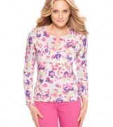 It's all about florals this season -- get the look in this cheerful cardigan from Charter Club.
