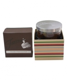 Yet another reason to love Fiesta, this chocolate-brown candle enriches your den, kitchen or bath with the intoxicating smell of cocoa. A metal lid embossed with the style icon's famous flamenco dancer caps it all off. With a coordinating gift box. Yet another reason to love Fiesta, this chocolate-brown candle enriches your den, kitchen or bath with the intoxicating smell of cocoa. A metal lid embossed with the style icon's famous flamenco dancer caps it all off. With a coordinating gift box.