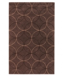 Interlocking circles create a lush geometric pattern that help shape any room on this rich brown area rug from Surya. Hand-tufted from poly-acrylic fibers that provide luxurious softness without shedding, this rug adds a striking, easy-maintenance accent to any living space. Interlocking circles create a lush geometric pattern that help shape any room on this rich brown area rug from Surya. Hand-tufted from poly-acrylic fibers that provide luxurious softness without shedding, this rug adds a striking, easy-maintenance accent to any living space.