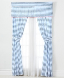 Bring the serene appeal of the sea to your bedroom with these Mariner's Cove panels from Tommy Hilfiger, featuring nautical-inspired blue and white stripes. Bring the serene appeal of the sea to your bedroom with these Mariner's Cove panels from Tommy Hilfiger, featuring nautical-inspired blue and white stripes.