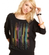 Spell it out. Dripping, multicolor studs make us melt for this graphic sweatshirt from Planet Gold.