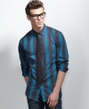 A bold stripe makes a sleek style statement on this shirt from INC International Concepts.