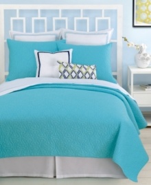 Making waves. Dive into a tranquil turquoise ocean with this sham from Trina Turk, featuring tone-on-tone quilted details for plush texture. Making waves. Dive into a tranquil turquoise ocean with this sham from Trina Turk, featuring tone-on-tone quilted details for plush texture.