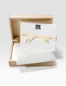 Original Charles Fradin typewriter illustrations are letterpressed on cotton card stock to add a decidedly old-fashioned touch to your next thoughtful note. Wood box includes 18 cards & matching envelopes Box: 7¼W X 5½L X 2H Made in USA 