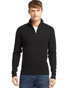 THE LOOKRibbed designStand collarQuarter-zip closureLong sleevesTHE MATERIALAcrylic/wool CARE & ORIGINMachine washImported