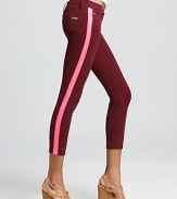 Contrast stripes down the legs add a pop of color to these Hudson skinny jeans.