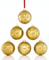 Forever festive, these timeless ball ornaments are crisscrossed with glitter and streaked in matte and shiny gold to deck your tree year after year. (Clearance)