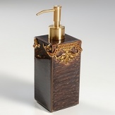 Elegant bathroom accessories for the traditional home, hand-enameled with smokey topaz crystals and gilded gold accents.