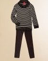 Vertical and horizontal stripes join in this comfy cowlneck she'll love to live in. Slight cowlneckLong sleevesBanded cuffs and hemPull-on style96% rayon/4% spandexMachine washImported