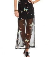 Spread your wings and prepare to fly to a higher level of style in this butterfly print maxi skirt from American Rag!