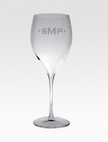 Crafted in Italy, this engraved set is a timeless, thoughtful gift for a wine enthusiast. Set of 4Clear glass10.25 highDishwasher safeMade in ItalyFOR PERSONALIZATIONSelect a quantity, then scroll down and click on PERSONALIZE & ADD TO BAG to choose and preview your personalization options. Please allow 2 weeks for delivery. Crafted in Italy, this engraved set is a timeless, thoughtful gift for a wine enthusiast. Set of 4Clear glass10.25 highDishwasher safeMade in ItalyFOR PERSONALIZATIONSelect a quantity, then scroll down and click on PERSONALIZE & ADD TO BAG to choose and preview your personalization options. Please allow 2 weeks for delivery.