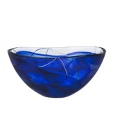 A colorful, abstract print on lead-free crystal lends your home decor modern appeal.