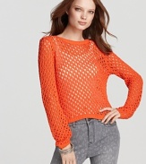 Sheer and flaunting an exposed back, this citrus-hued Rebecca Taylor sweater is the one to own. Flaunting the perfect touch of attitude to exude downtown cool with your favorite skinnies, it masters practicality, designed in a lightweight cotton for the perfect spring layer.