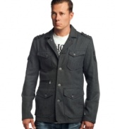 The traditional peacoat updated by Affliction to be worn by the rebel with or without a cause.