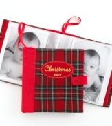 Tell your very own Christmas story. This beautiful photo album doubles as an ornament, putting 48 pictures on display in your tree. With gold embroidery and a festive tartan plaid. (Clearance)