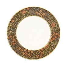 The luxurious, museum-quality floral motifs in Gilded Tapestry create a dramatic presentation sure to command attention at any dinner party. Warm ember hues and golden tones are offset by cool blue accents on this compelling pattern. Unique layering of of each place setting piece atop the other highlights the common threads of color and metallics while creating a sophisticated style. The luxurious, museum-quality floral motifs in Gilded Tapestry create a dramatic presentation sure to command attention at any dinner party. Warm ember hues and golden tones are offset by cool blue accents on this compelling pattern. Unique layering of of each place setting piece atop the other highlights the common threads of color and metallics while creating a sophisticated style.