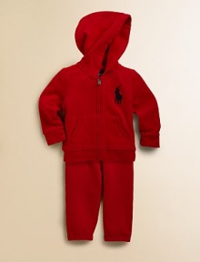 This cozy set pairs a full-zip Big Pony fleece hoodie and a comfy sweatpant to create a sporty, casual ensemble with an iconic feel. Hoodie Attached hoodLong sleevesFull-zip frontSplit kangaroo pocket Pants Elastic waistband with bow tieElastic cuffs87% cotton/13% polyesterMachine washImported This cozy set pairs a full-zip Big Pony fleece hoodie and a comfy sweatpant to create a sporty, casual ensemble with an iconic feel. Hoodie Attached hoodLong sleevesFull-zip frontSplit kangaroo pocket Pants Elastic waistband with bow tieElastic cuffs87% cotton/13% polyesterMachine washImported