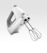 This stylish hand mixer features a seven-speed electronic digital control that includes two slow stir speeds and one high whip speed. Soft start electronic control adjusts to the resistance of what you're mixing for smooth, consistent operation.For use with US power sockets only. Adaptable for use in Europe with a converter.7 speedsClean Touch control padPowerful, lightweight motorSoft Start electronic controlStainless steel blender rodImported