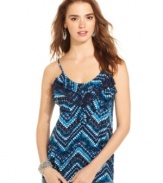 Add color magic to your trove of casual tops with this ruffled tank from Belle Du Jour!