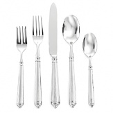 Striated handles with a fluted silhouette add flair to this polished stainless steel flatware