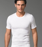 Classic, fine-rib tee in stretch cotton. Crewneck pullover Cotton; machine wash Imported