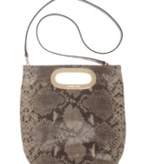 Go bold with this daring snakeskin crossbody from MICHAEL Michael Kors. This wildly haute look features shiny 18K gold hardware and modern cut-out handles at sides.