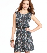 Rainbow-bright polka dots make for a winning print on this sleeveless a-line dress from American Rag!
