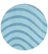 Abstract and absorbing, this cool blue rug adds movement to any room. Playful, wavy lines reverberate against a soft baby-blue ground, resounding with personality in your home.