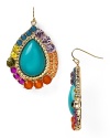 Do hue dare? Slip in this pair of stunning clustered teardrop earring from Aqua for standout style, with vivid mutli colored stones.