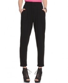 On-trend and extra chic, these harem pants from Material Girl are a good reason to give your jeans a day off! Pair them platform heels and a fitted top for a look that spells fashion! On-trend and extra chic, these harem pants from Material Girl are a good reason to give your jeans a day off! Pair them platform heels and a fitted top for a look that spells fashion!