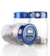 Stash your spare change and show support for your favorite team with the cool convenience of this digital MLB coin jar from EB Giftware.