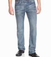 These jeans from Kenneth Cole Reaction bring out the lighter side of denim with a medium wash and classic boot-cut.