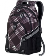 Take the day in stride! This spacious backpack fits in the everyday essentials and then some. A special MP3 pocket is music to your ears with an easy-access headphone port, plus a convenient monster hook and bottom straps make it easy to add on gear throughout the day. Two side mesh beverage pocket, a hanging accessory pocket and a premium organizer pay close attention to the details of life.