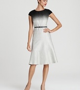 A gradual fade from black to white lends a trend-right look to a sheath dress from Anne Klein.