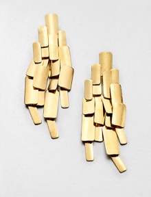 An eye-catching layered construction of tiled golden panels reflects the stepped stone patterns of the ancient site for which these earrings are named.GoldplatedClip-on backMade in France