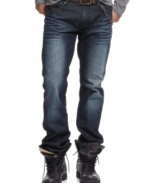 Style takes on a different shade with these dark wash jeans from INC International Concepts.