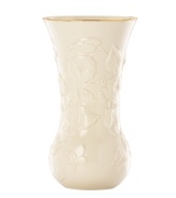 Morning glories spring from ivory porcelain, giving this Lenox Floral Meadow vase a delightfully understated grace. A band of sumptuous gold adds to its classic allure. Qualifies for Rebate
