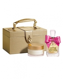 Theres nothing quite like Viva la Juicy for the holidays! This set includes a 3.4 fl. oz. Eau de Parfum Spray and a 6.7 fl. oz. Viva la Body Lotion in an adorable train case. Theres nothing quite like Viva la Juicy for the holidays! This set includes a 3.4 fl. oz. Eau de Parfum Spray and a 6.7 fl. oz. Viva la Body Lotion in an adorable train case.