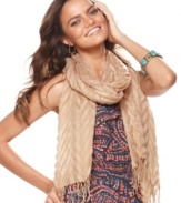 Add detail to your look with the airy knit of this lightweight scarf by Jones New York.
