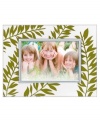 Silhouetted ferns unfurl in green across this softly frosted crystal picture frame, bringing a fresh hint of the outdoors in. Its clean rectangular shape is etched for earthy allure no matter what's pictured. Qualifies for Rebate